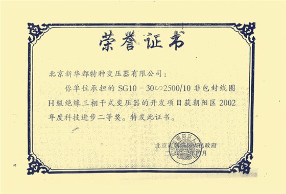 15 2002年度朝阳区科技进步二等奖
